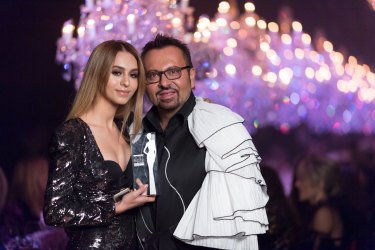 Lianna Perdis and her father Napoleon Perdis at the Prix de Marie Claire awards in 2017.