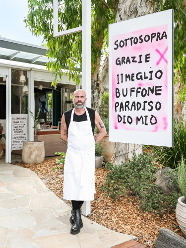 “I set all my tables with smaller cutlery, dessert cutlery, I think that’s really elegant,” says Maurice Terzini, pictured in front of his newest restaurant, Byron Bay’s Belongil Beach Italian Food. “Harry Cipriani” - the late owner of famed Italian establishment Harry’s Bar - “used that in Venice in the 30s.” 