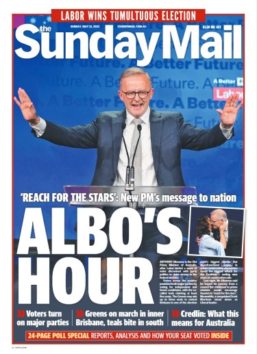 The first page of The Sunday Mail.