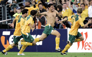 John Aloisi celebrates sending Australia to the 2006 World Cup