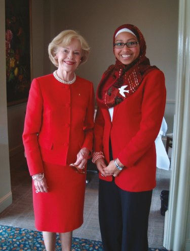 With former governor-general Quentin Bryce, whom Abdel-Magied credits as an inspiration and source of great advice.