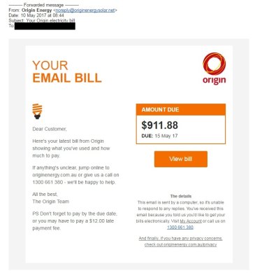The scam email sent to tens of thousands of Australians on Wednesday morning.