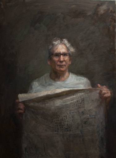 David Astle as painted by Matilda Michell, who is a finalist in the 2021 Portia Geach Memorial Award and the subject of the winning entry.