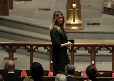 Melania Trump attended the funeral without her husband.
