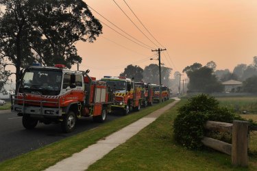 RFS tankers at Moruya on standby on Saturday.