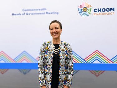 Jamaica’s Foreign Minister Kamina Johnson Smith at the Commonwealth Heads of Government Meeting in Kigali, Rwanda.