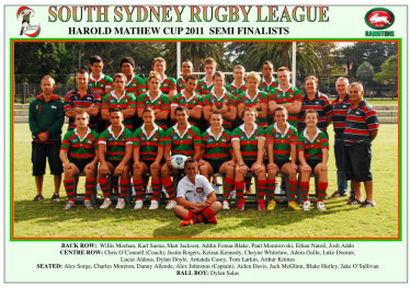 Junior Bunny ... Addin Fonua-Blake, fourth from left in back row, with the Souths 2011 Harold Matthews team.