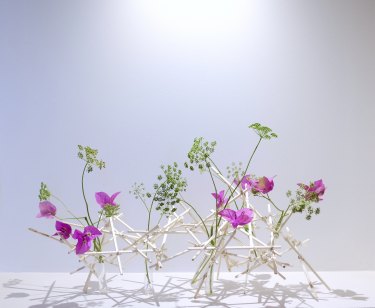 One of Shimbo’s arrangements made with bougainvillea and parsley