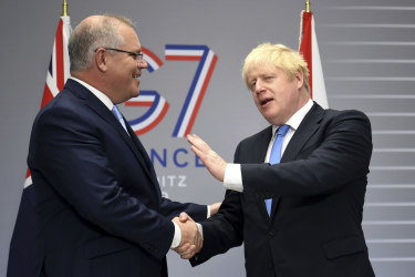 Turns out there were no special favours from British Prime Minister Boris Johnson, right, to his Australian counterpart Scott Morrison.