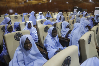 Students who were abducted by gunmen from the Government Girls Secondary School, in Jangebe.