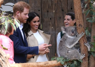 When they were the Duke and Duchess of Sussex, meeting their namesakes Harry and Meghan at Taronga Zoo in 2018.