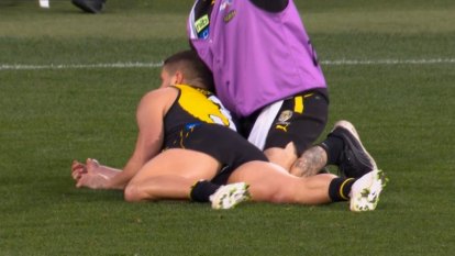 Geelong's Tom Stewart has been reported for rough conduct after an ugly hit on Dion Prestia