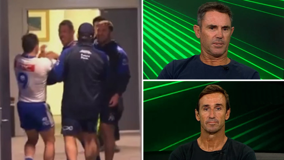 Andrew Johns and Brad Fittler disagree on Jack Hetherington’s suspension following ugly tunnel incident with Bulldogs hooker Reed Mahoney.