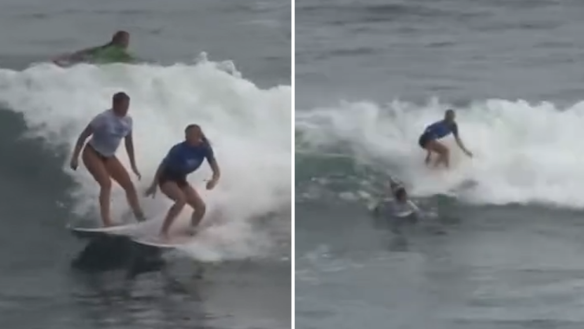 A Portuguese surfer blocked Aussie rival Willy Hardy in an attempt to help her compatriot progress from the U18 women’s repechage at the ISA world junior championships.