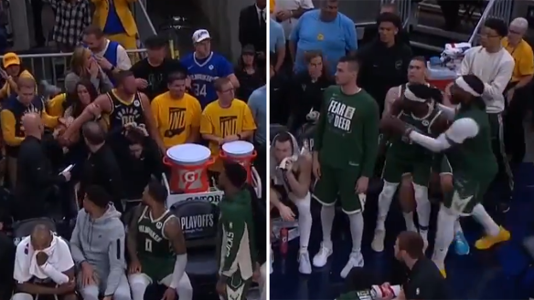 Cameras showed Patrick Beverley sitting on the bench and tossing a ball into the stands and hitting a fan in Bucks' season-ending loss.