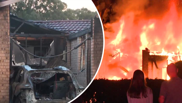 A Campbelltown home has been burned to the ground just days after a drive-by shooting on the same street.
