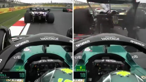 Lance Stroll rear-ended Daniel Ricciardo while under safety car conditions, sending the RB driver flying during the Chinese Grand Prix.