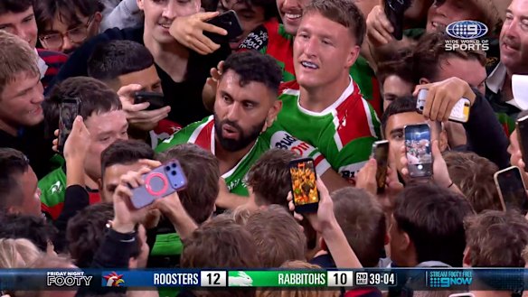 Allianz Stadium is invaded by supporters after Alex Johnston broke Ken Irvine's record.