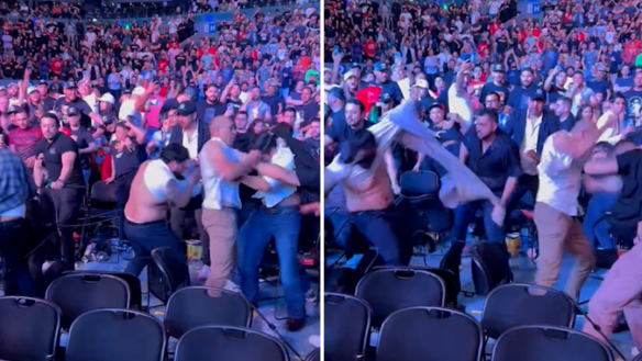 Fans traded punches and one man was knocked out in a wild crowd brawl at the UFC in Mexico City.