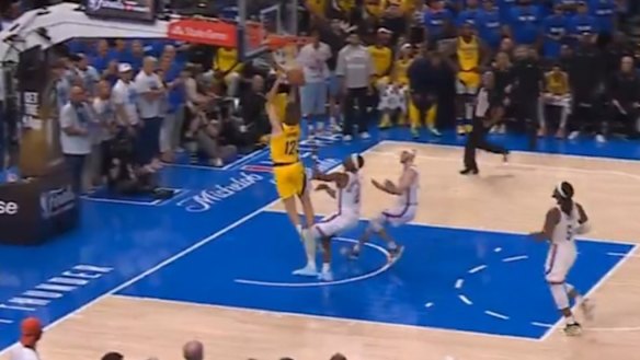 Little-known Aussie Johnny Furphy scores his first NBA Finals points for the Pacers against the Thunder.
