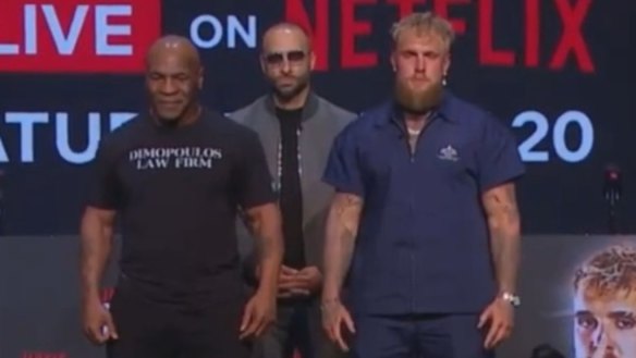 Jake Paul and Mike Tyson faced off in New York ahead of their July fight.