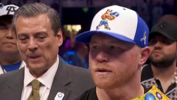 Canelo Alvarez faces off against Terence Crawford ahead of their September world title fight.