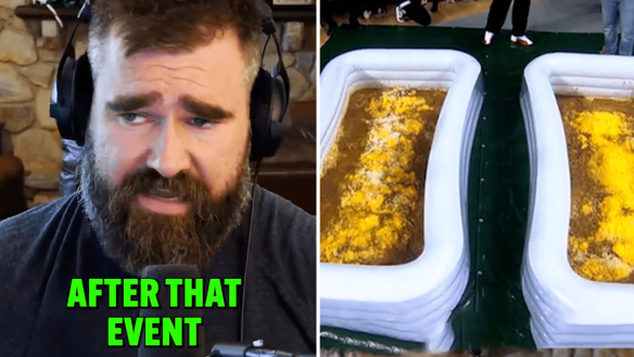 NFL legend Jason Kelce lost his most prized possession in a tub full of chilli.