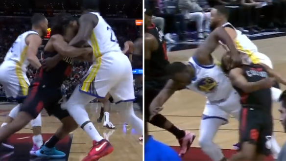 Draymond Green fouled Patty Mills in an ugly wrap around the Australian's neck, copping a spray from commentators.