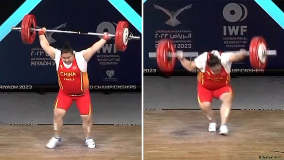Li Wenwen had a frightening lift in the women's +87kg category at the 2023 world weightlifting championships.