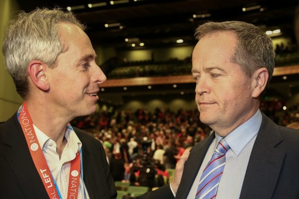 Labor MP Andrew Giles and leader Bill Shorten at the ALP's last national conference in 2015.