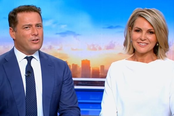 Karl Stefanovic and Georgie Gardner on the set of Today.