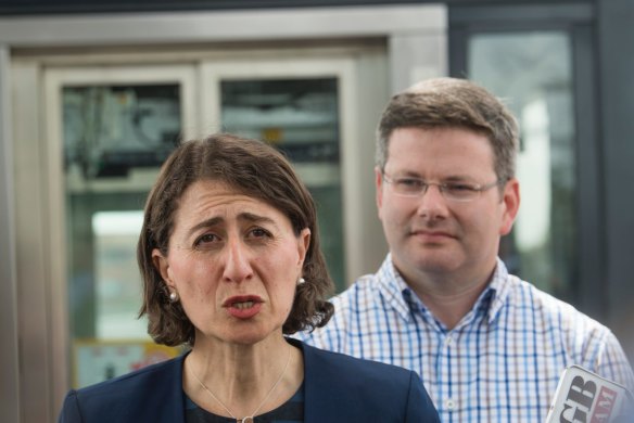 NSW Premier Gladys Berejiklian and member for Oatley Mark Coure at Narwee station in December.