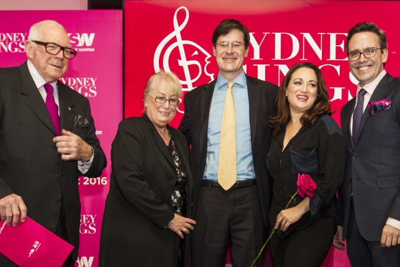 Sandra Chipchase, the chief executive of Destination NSW (second from left), pictured in 2016 at the launch of the ill-fated Sydney Sings festival. 