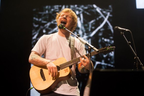 Ed Sheeran performing at his last tour in Australia.