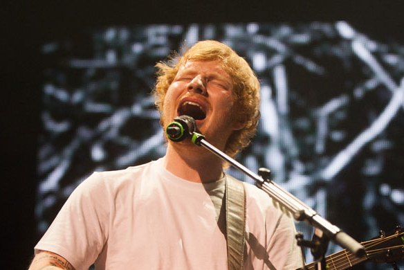 Ed Sheeran performing at his last tour in Australia.