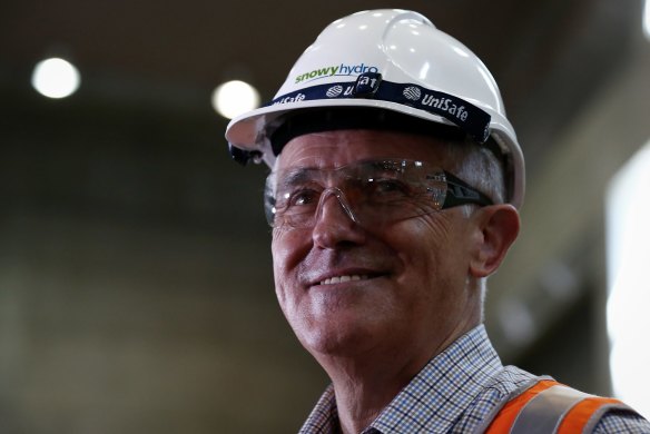 Prime Minister Malcolm Turnbull tours a hydro-power station in 2017.
