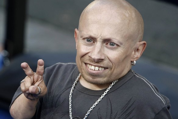 Verne Troyer poses on the press line at the premiere of the feature film "The Love Guru" in Los Angeles.  