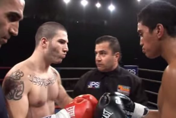 Kickboxer Sam Abdulrahim during a fight.