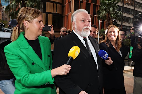 Controversial broadcaster Kyle Sandilands arrives at the Federal Court in Sydney for his first hearing against KIIS-owner ARN over the termination of his $100 million contract.
