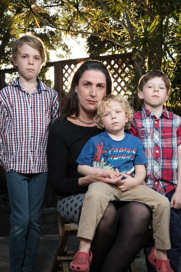 'Sick, annoyed and frustrated' - Rosemary Donald with her children (left to right) Mitchell, Sammy and Hugo.  