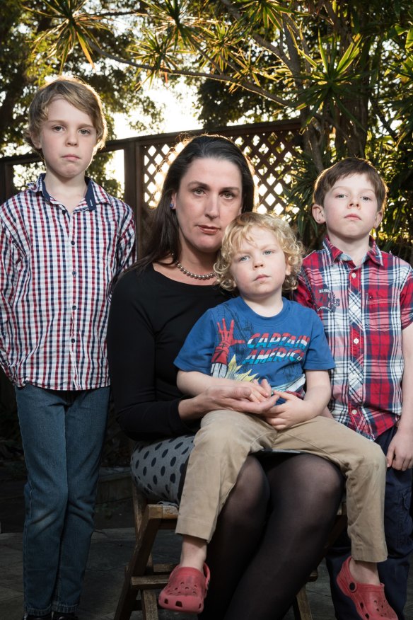 'Sick, annoyed and frustrated' - Rosemary Donald with her children (left to right) Mitchell, Sammy and Hugo.  