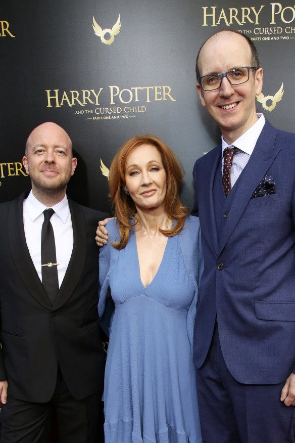 From left, Cursed Child director John Tiffany, J.K. Rowling and the play’s writer Jack Thorne at the Broadway opening.