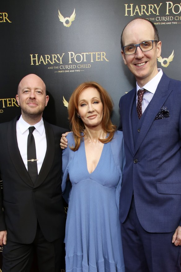 From left, Cursed Child director John Tiffany, J.K. Rowling and the play’s writer Jack Thorne at the Broadway opening.