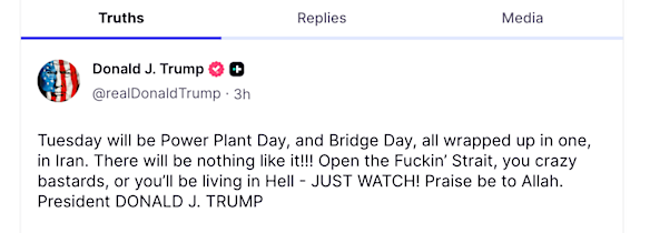 Trump ha pubblicato un post su Truth Social la domenica di Pasqua. 