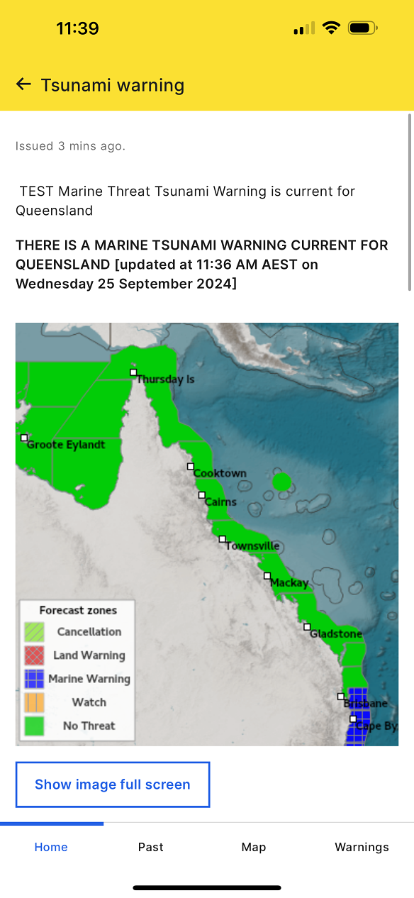 The Bureau of Meteorology tested its new tsunami early warning system software today.