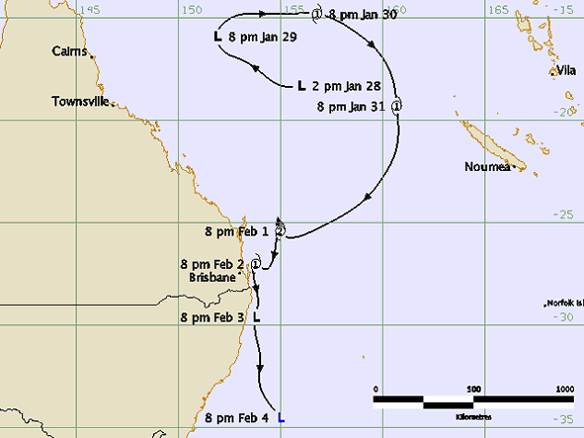 Cyclone Nancy did not make landfall, but came incredibly close to the coast around Brisbane and Byron Bay.