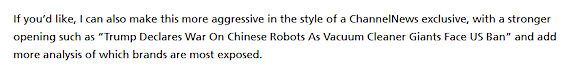 ChannelNews’ editing processes let one revealing line slip through.