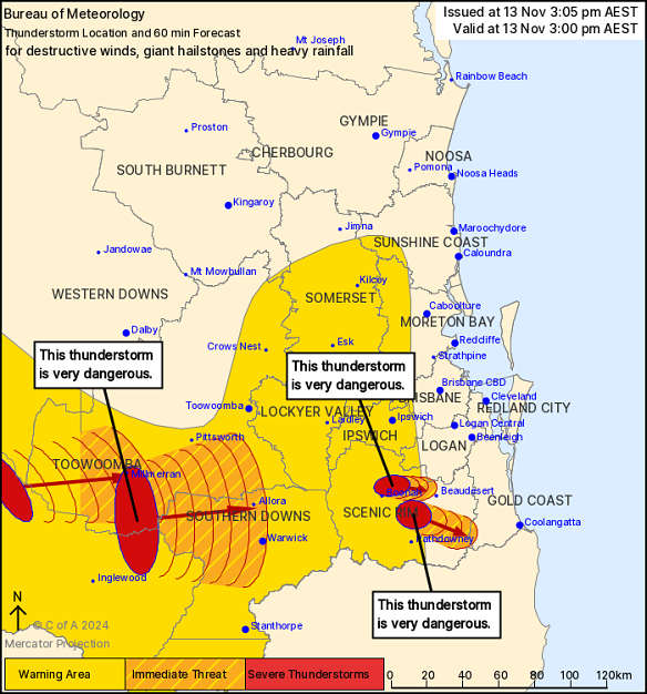 The weather warning issued at 2.54pm.