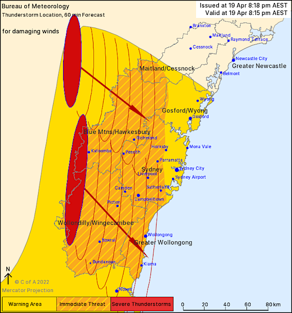 Severe thunderstorm warning issued for Sydney