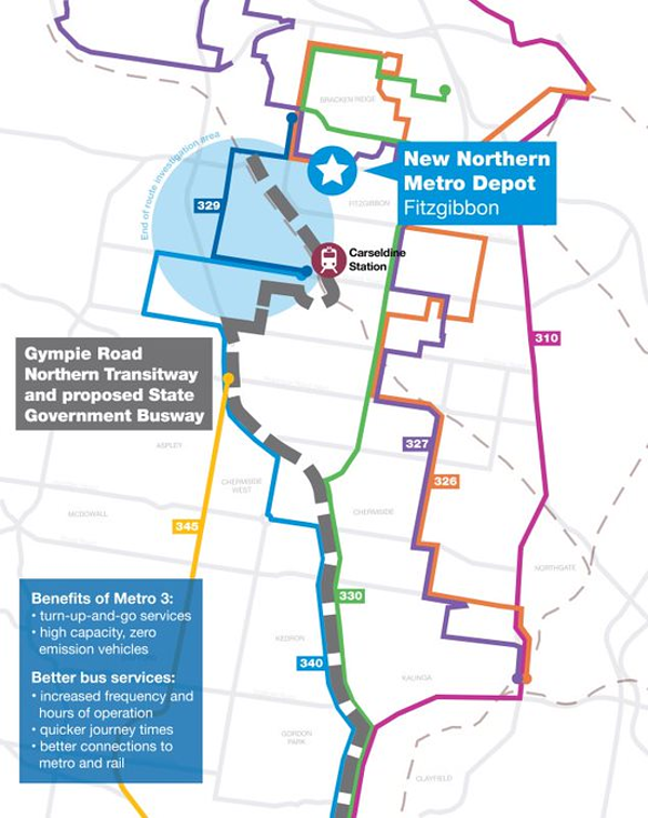 A map of how the Fitzgibbon charging station links with other north Brisbane projects.